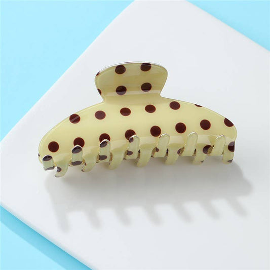 Retro Polka Dot Hair Claw - Glossy Spotted French | 40H1099: Butter Yellow