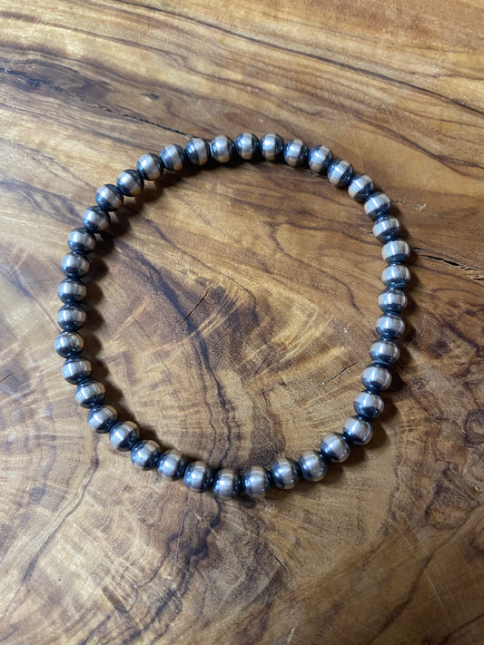 2mm Navajo Pearl Elastic 925 Sterling Bracelet