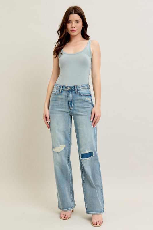 Judy Blue High Waist & Knee Patch Straight Jean 88928