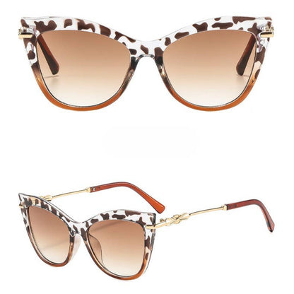 Cat-Eye Trendy Metal Accessories Versatile Sunglasses: Leopard