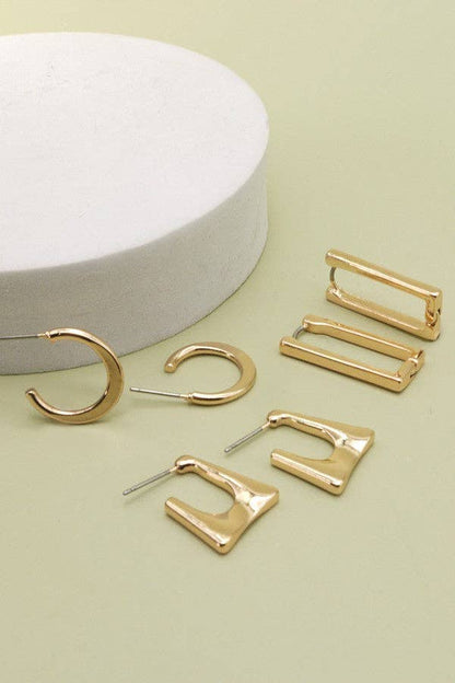 GEO MINI TRIO HOOP EARRING SET | 60E1009302: GOLD