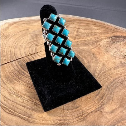 BOHO SOL Turquoise Square Adjustable Ring T5182