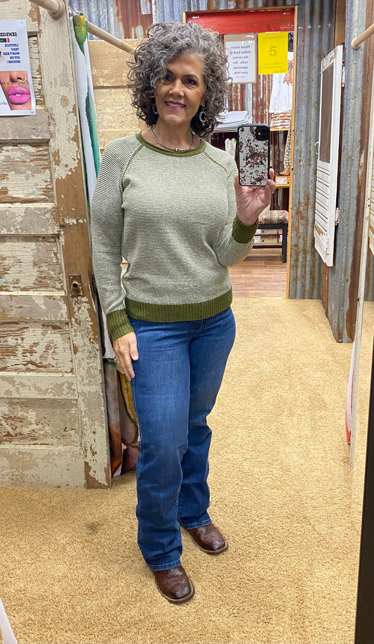 Olive Pin Stripe Sweater