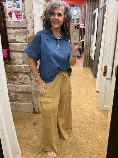 WASHED DENIM SOFT WASHED DENIM TOP