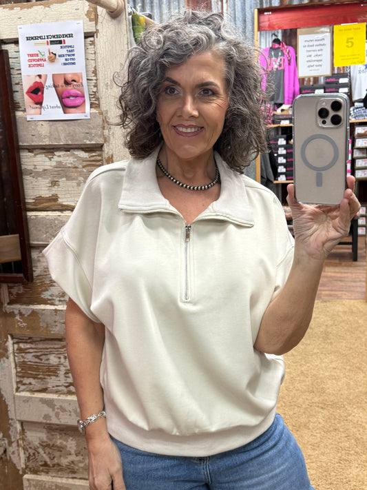 Ecru Luxeknit Dolman Sleeved Sweatshirt