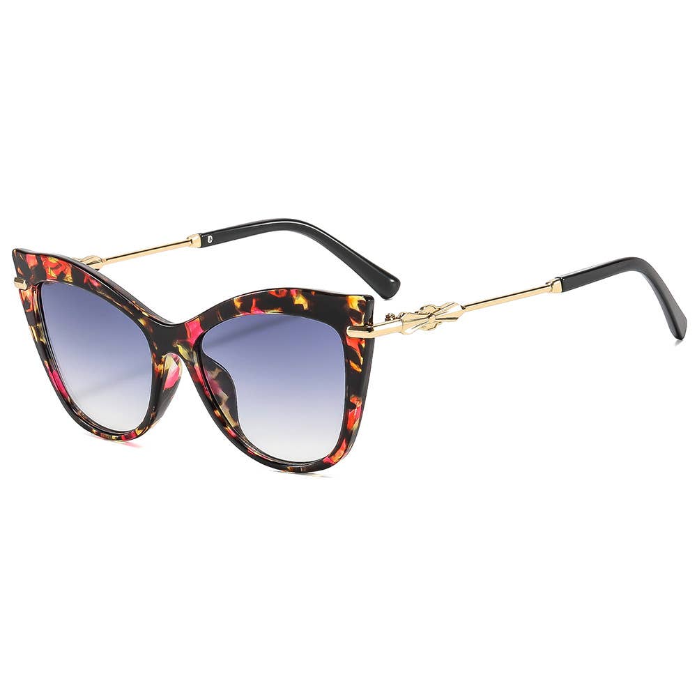 Cat-Eye Trendy Metal Accessories Versatile Sunglasses: Leopard