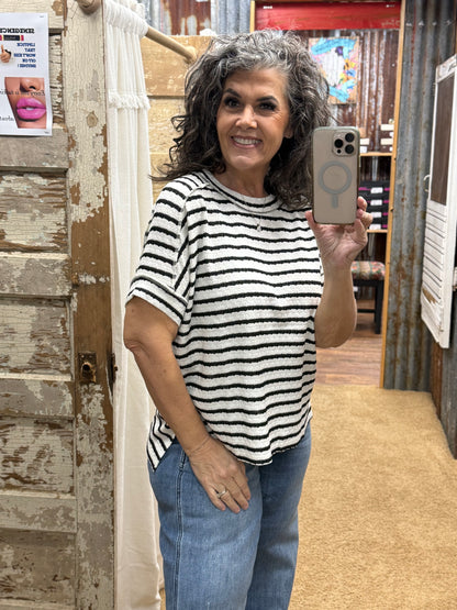 Stripe Jacquard Tops