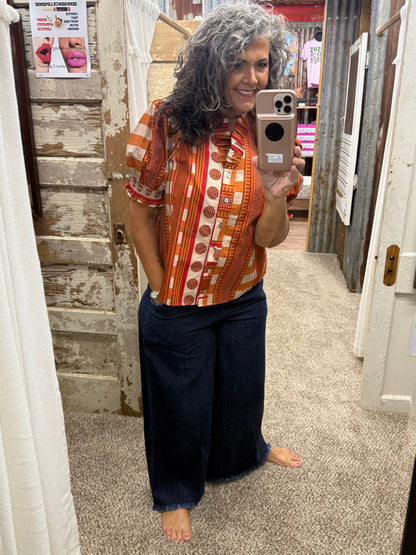 Entro Cinnamon Mixed Print Top