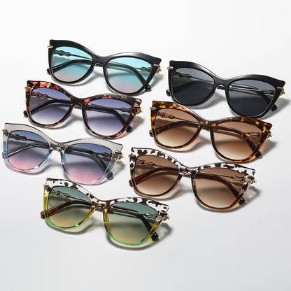 Cat-Eye Trendy Metal Accessories Versatile Sunglasses: Leopard