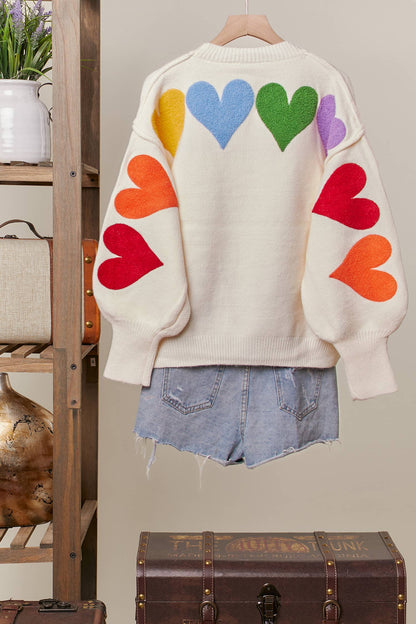 Rainbow Heart Shaped Patch Sweater