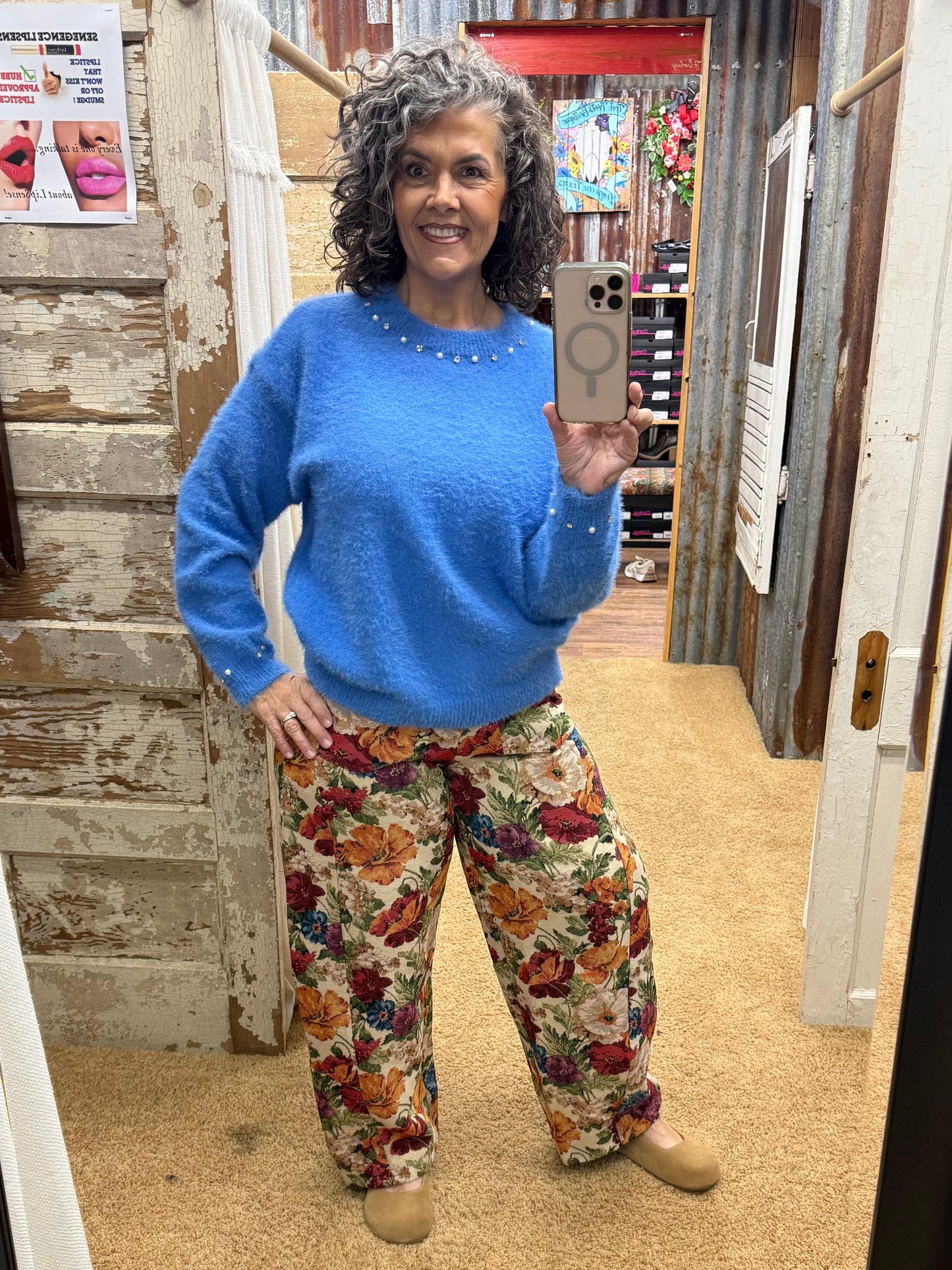 PERI BLUE PEARL STONE DETAILING SWEATER