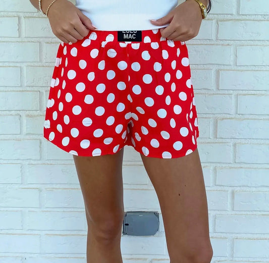 Red Polka Dot Lulu Mac Shorts - YOUTH