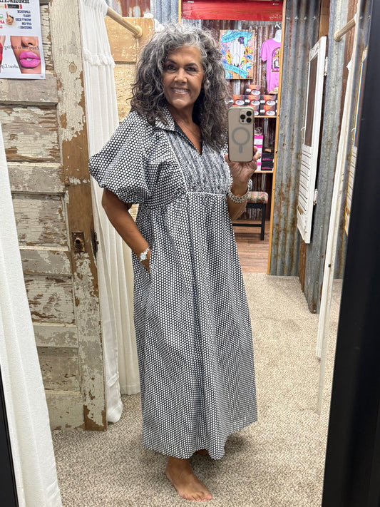 Black Polka Dot Midi Dress by Jodifl
