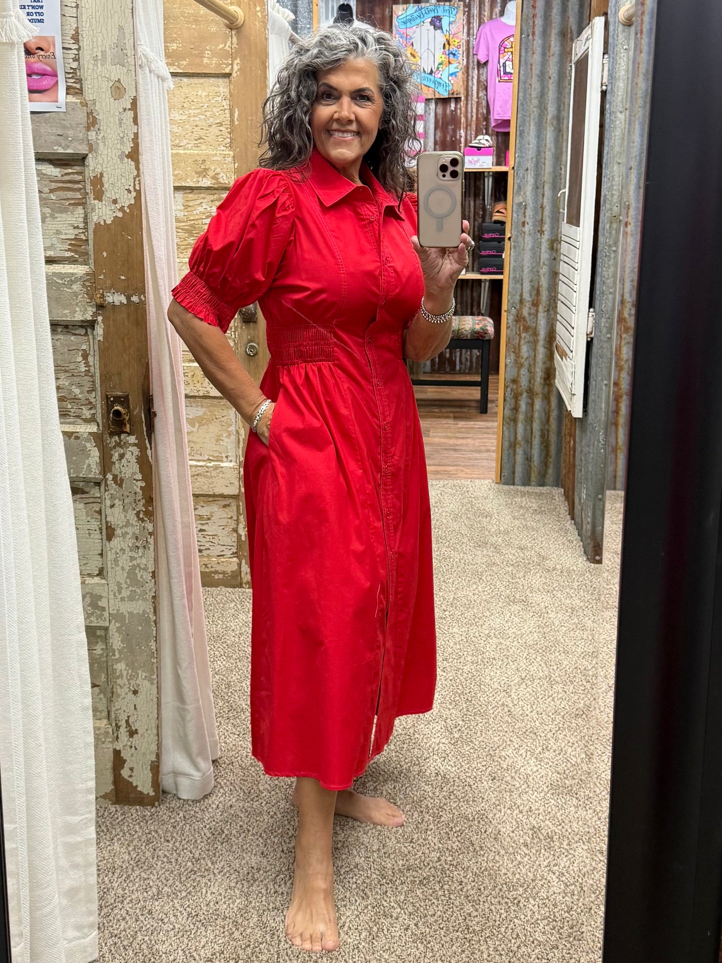 Red Midi Dress by Jodifl