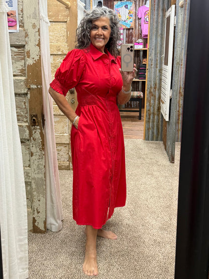 Red Midi Dress by Jodifl