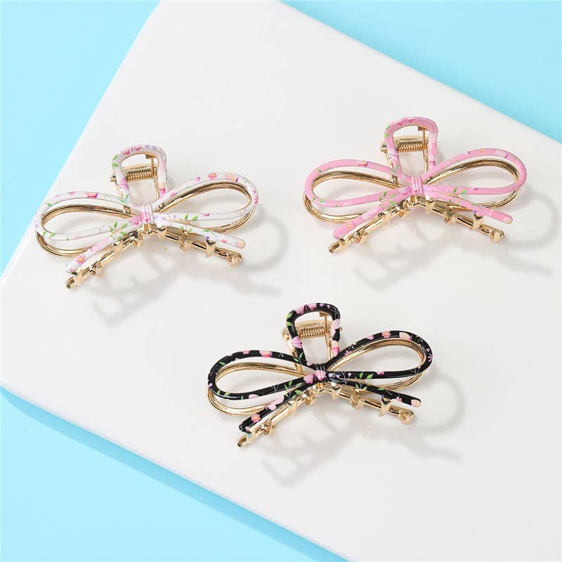 Botanical Floral Coquette Clip Hair Claw Clips | 40H1102: OFF WHITE