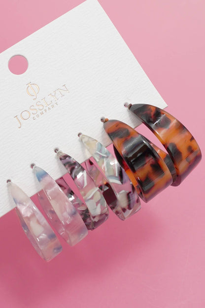 MULTI CLASSIC ACRYLIC HOOP TRIO EARRINGS | 40E457: TRIO