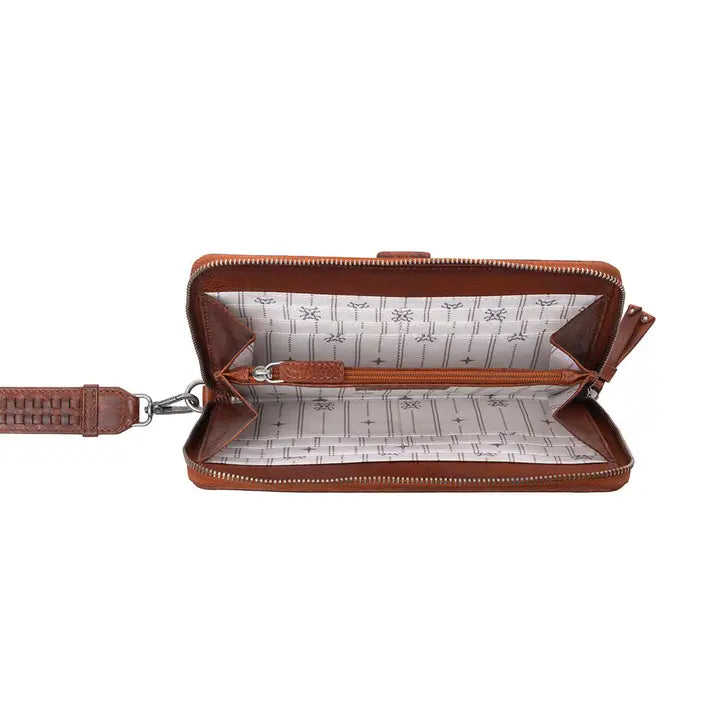 Myra Zidana Elko Braided Veg Tanned Leather Wallet in Auburn Glow