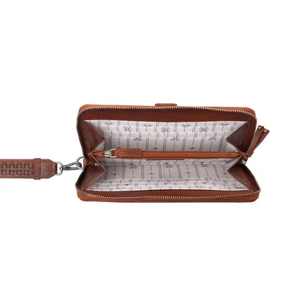 Myra Zidana Elko Braided Veg Tanned Leather Wallet in Auburn Glow