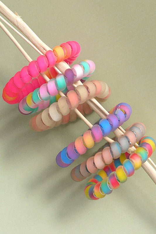 SPIRAL COIL COLORED HAIR TIES 6 COLOR ASSORTED MULTI