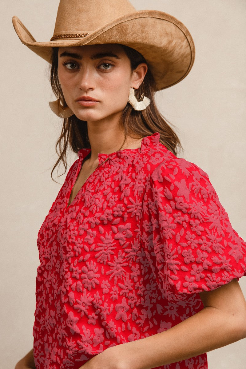 Red V-Neck Top