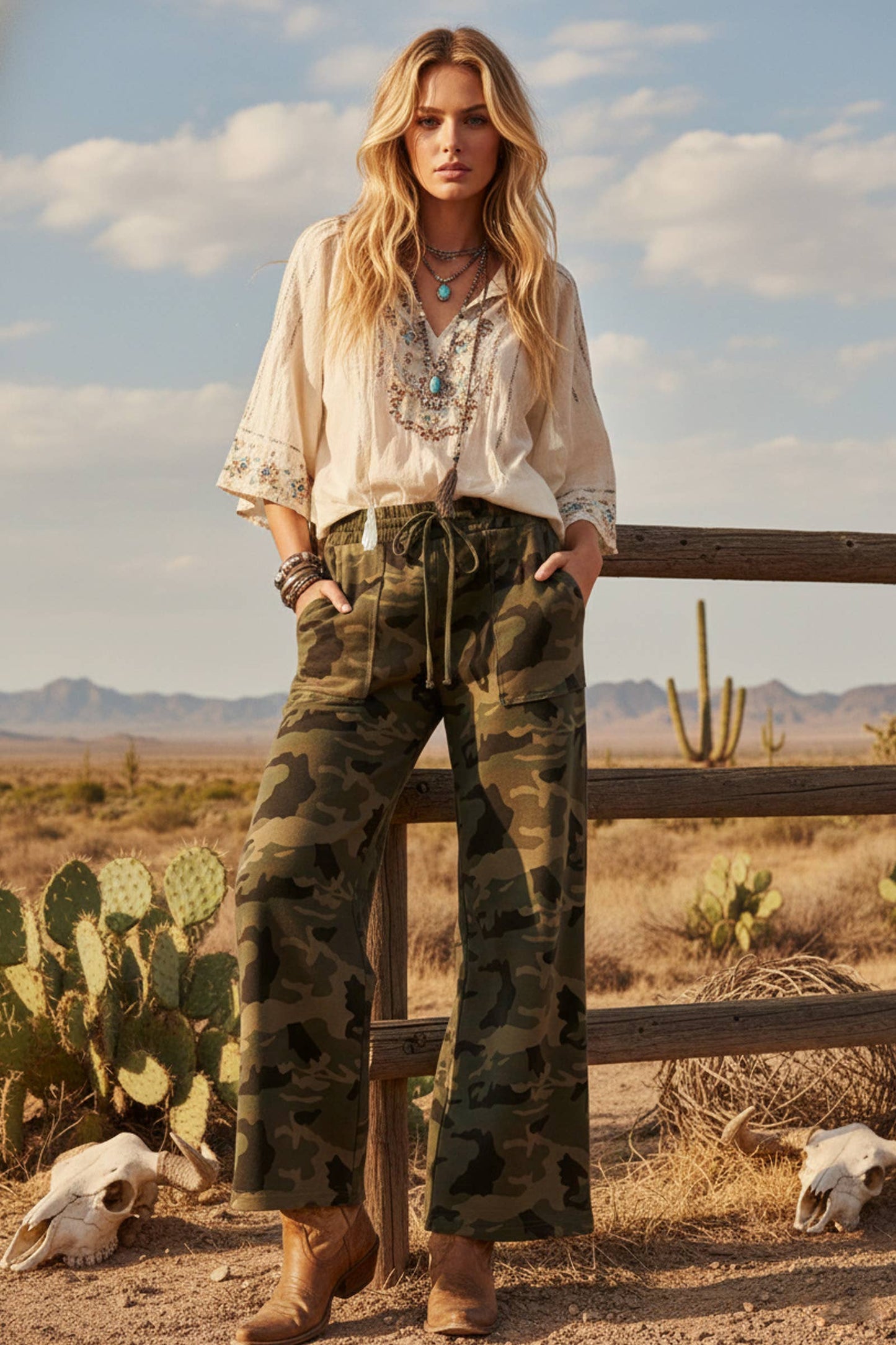 Camo Wide Leg Pants