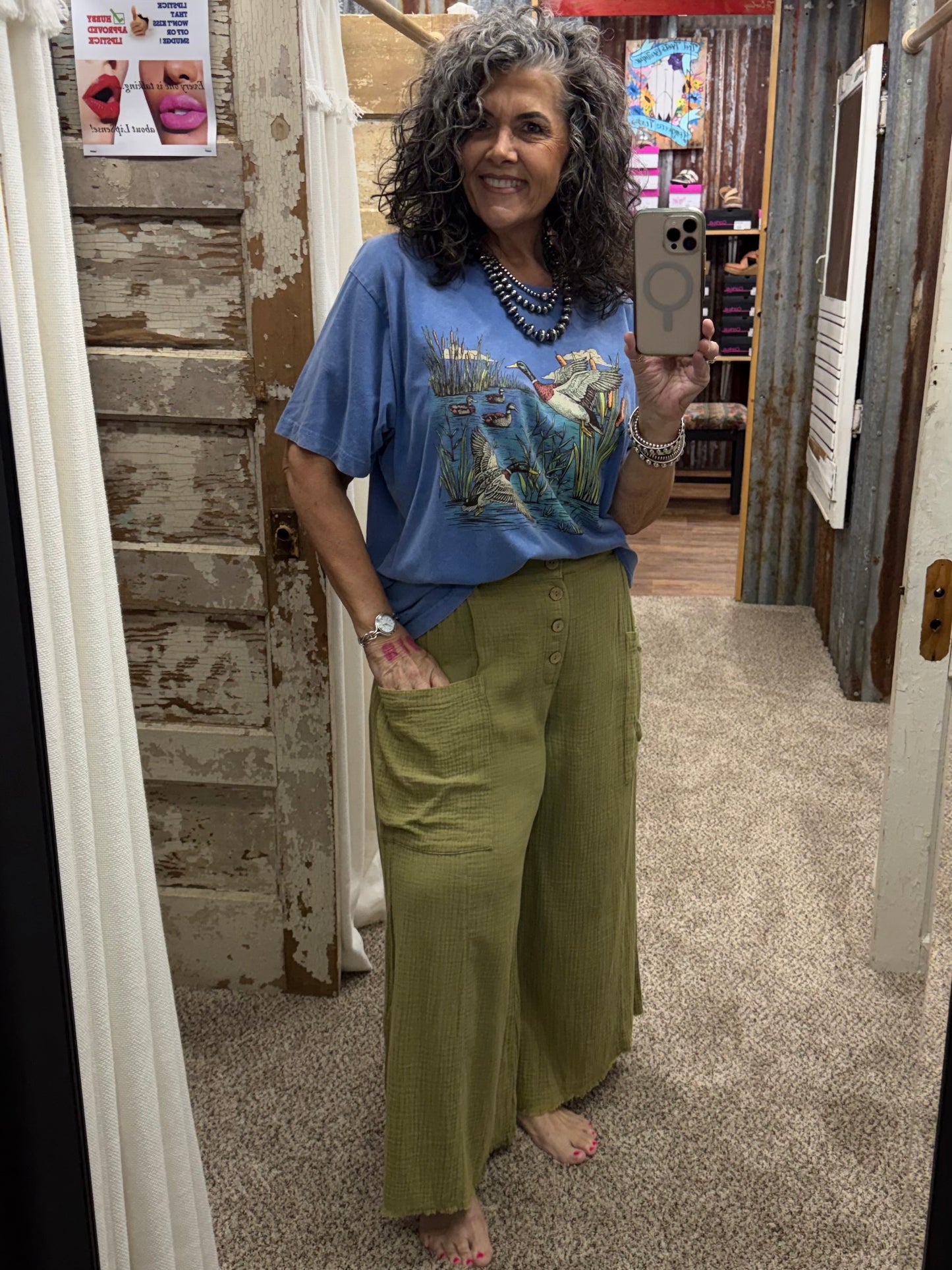 Mallard Ducks Vintage Graphic S/S Blue Washed Boyfriend Tee