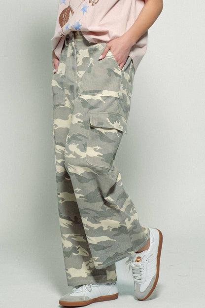 Desert Camo Wide Leg Cargo Pants