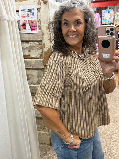 FLARED SLEEVES WASHED SWEATER TOP: VINTAGE MOCHA