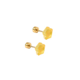 LINNY CO Flat Back Screwback Stud Earrings Lux - Candy Star Sunshine Yellow