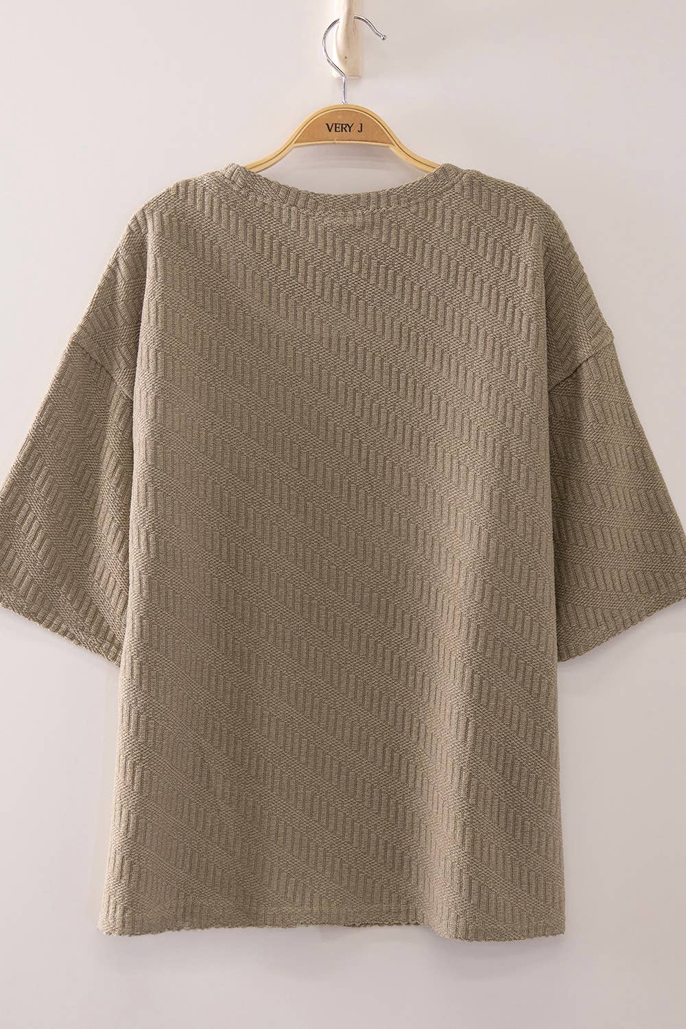 Textured Short Sleeve Top: OLIVE