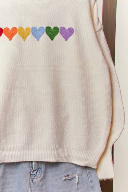 Rainbow Heart Shaped Patch Sweater