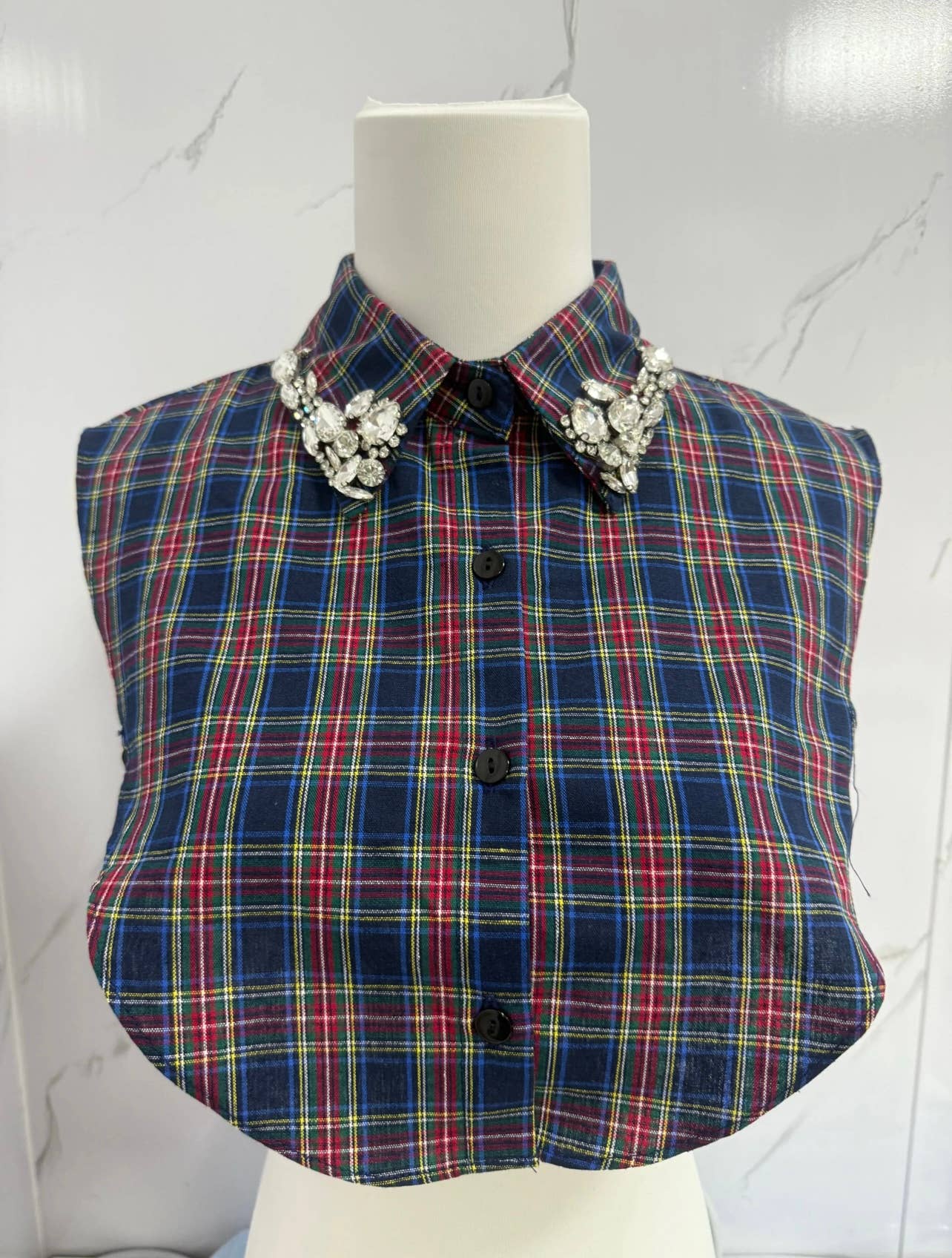 Jeweled Navy Christmas Collar