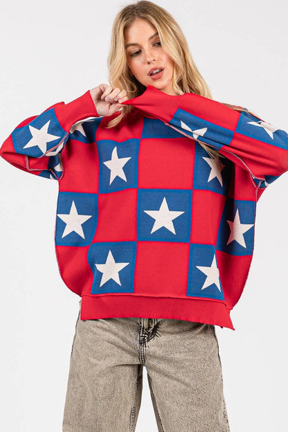 AMERICANA CHECKERED SWEATER TOP