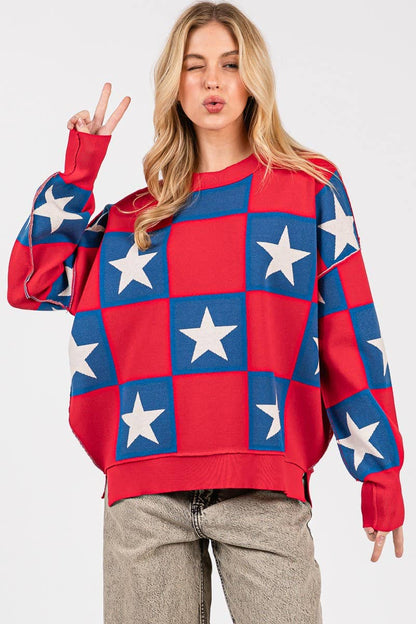 AMERICANA CHECKERED SWEATER TOP
