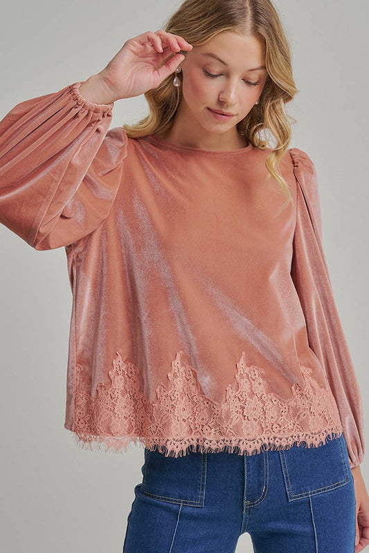 Rose Romantic Velvet Blouse Top