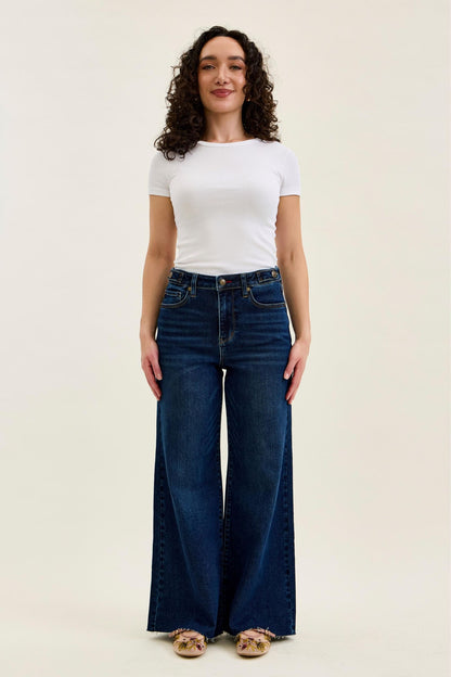 Judy Blue HW Petite Retro Wide w/ Adjustable WB Tabs + Raw hem 881114 PT