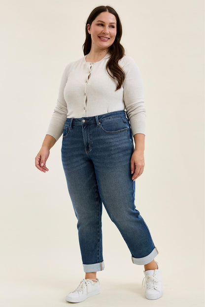 Judy Blue MR BILLIE Boyfriend DK Cozy Indigo Jeans (Knit Indigo) 881126