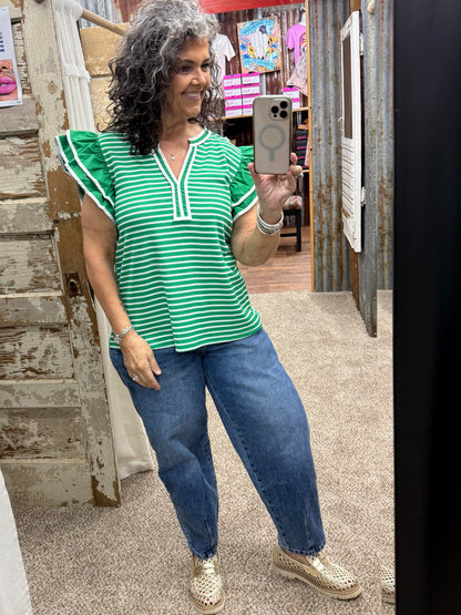 Green Striped Top