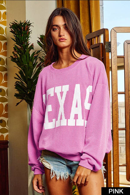 Texas Pink Urban Ribbed Pullover