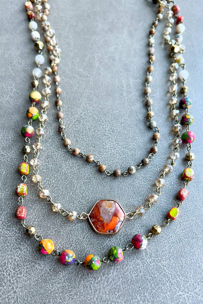 Janet Orange Necklace, Earring and Bracelet Set