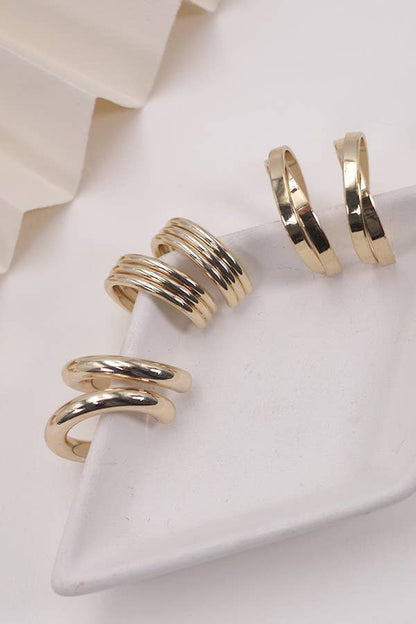 MULTI CLASSIC HOOP TRIO EARRINGS | 31E03865: Gold