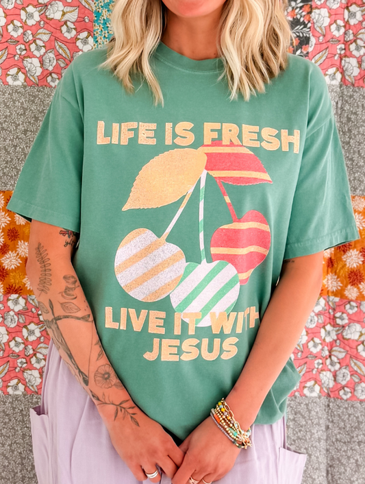Life is Fresh Tee: Light Green
