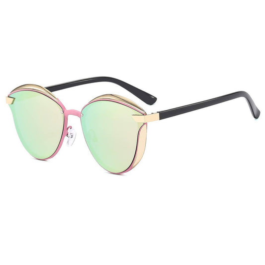 Mirror Retro Cat-Eye Sunglasses with Gold Trim