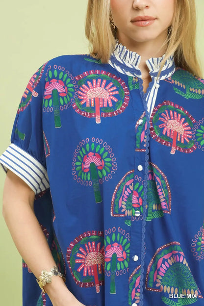 Blue Abstract Blouse