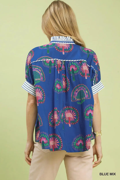 Blue Abstract Blouse