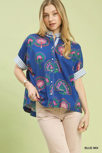 Blue Abstract Blouse