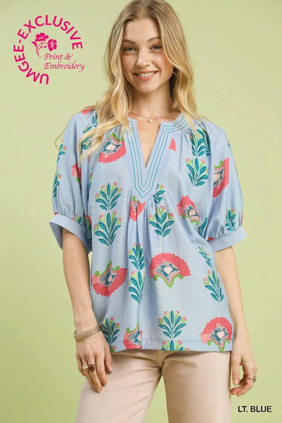 UMGEE Blue Abstract Print Top