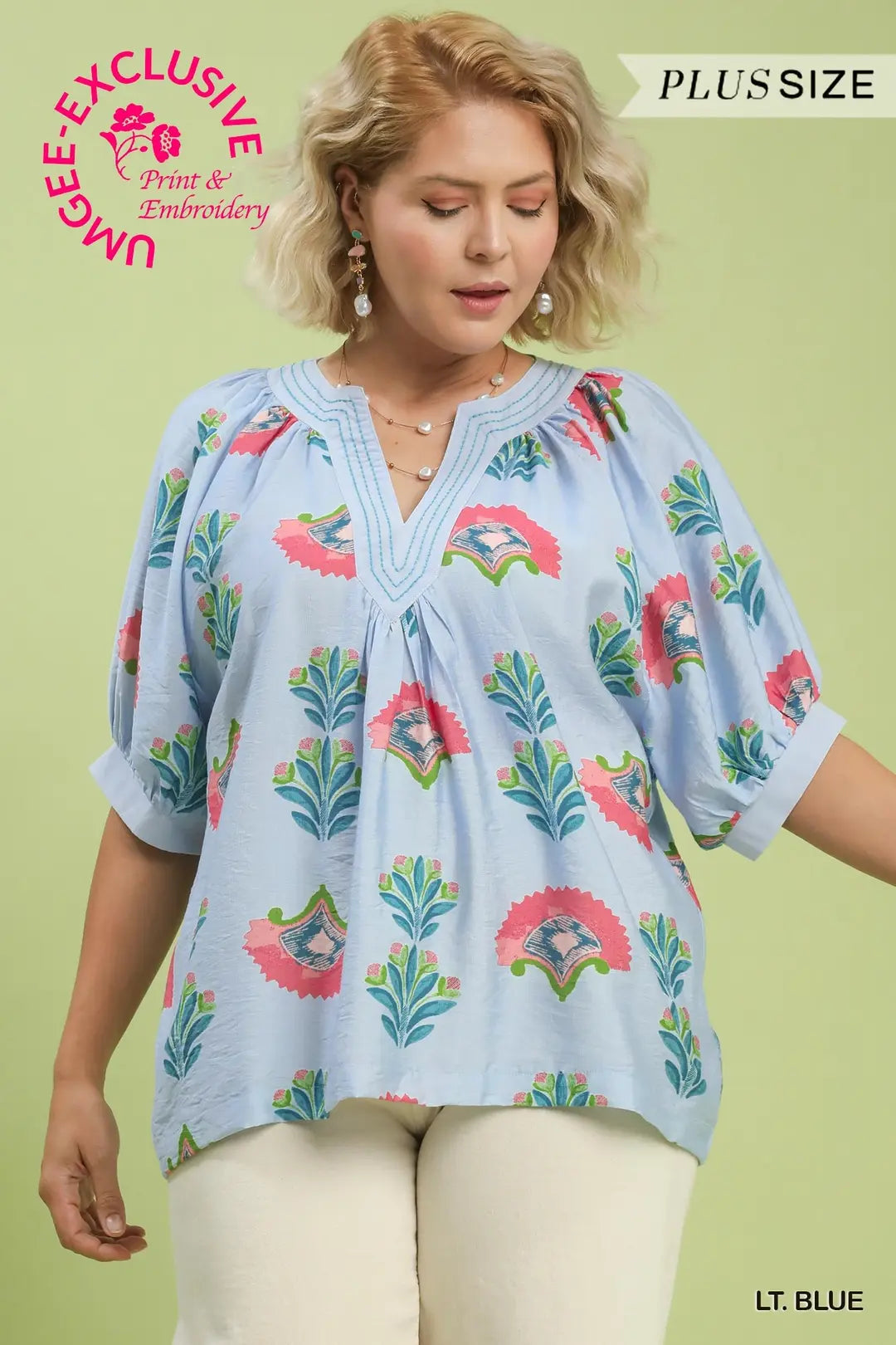 UMGEE Blue Abstract Print Top
