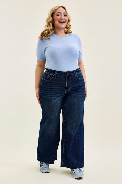Judy Blue HW Petite Retro Wide w/ Adjustable WB Tabs + Raw hem 881114 PT